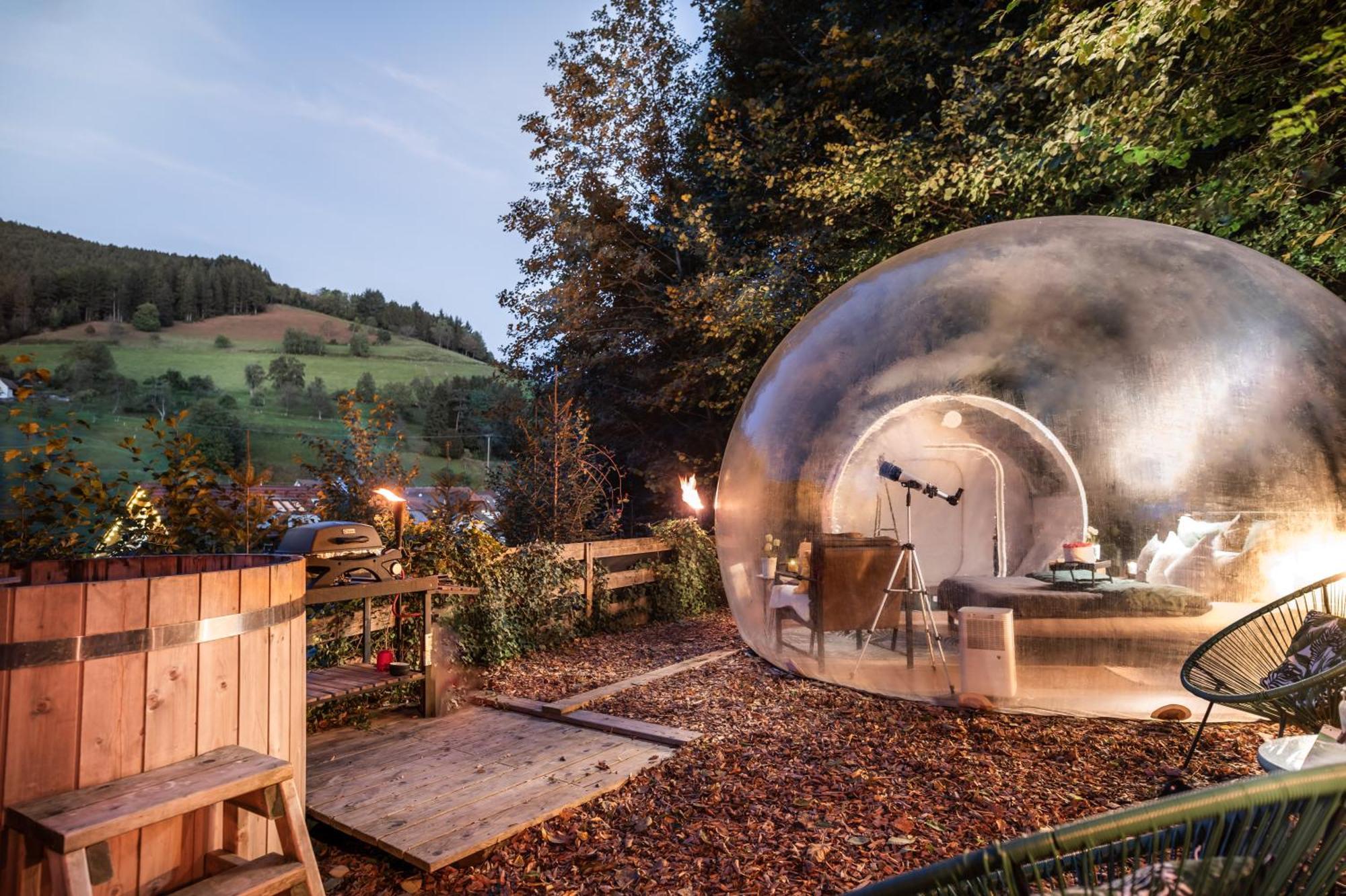 Living Timeless- Bubble Tent Elzach Inklusive Hot Tube Badefass- Schlafen Unterm Sternenhimmel Esterno foto